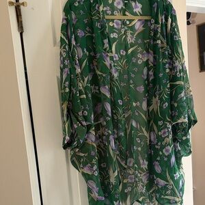 Green Floral Sheer Kimono style top